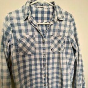 Vanilla Star Blue & White checked denim shirt - size M